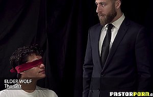 Bishop undresses blindfolded twink and ass fucks him