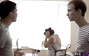Horny brothers double fucked stepmoms pussy