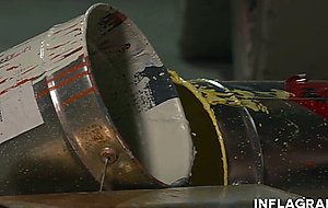 Busty German chick gets banged intense in the warehouse