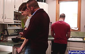 Horny stepdaddy fucks his young twink stepson bareback