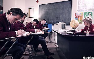 Group of students learned busty teacher dirty things