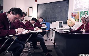 Group of students learned busty teacher dirty things
