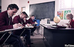 Group of students learned busty teacher dirty things