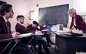 Group of students learned busty teacher dirty things