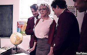 Group of students learned busty teacher dirty things