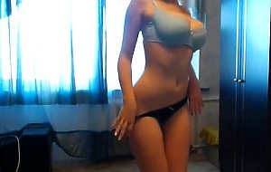 lovely blonde woman stripping naked for you