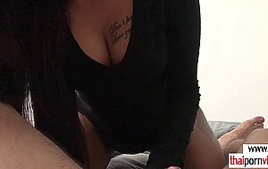 Asian teen blows her boyfriends cock and deepthroats his rod