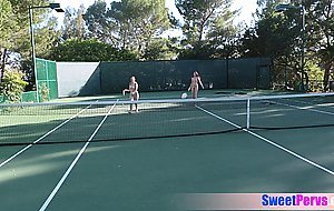 Naked tennis with teens outdoor ends in lesbian sex