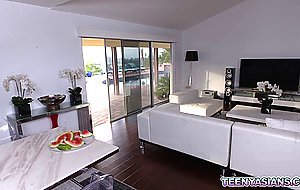 Asian petite babe loves riding her boyfriends dick into oblivion