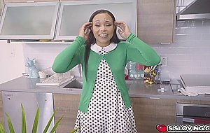 Helping my ebony stepsister relax by fucking her caramel pussy