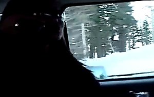 Horny asian girl fucking on snow