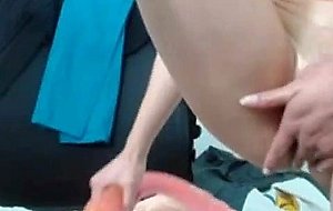 Webcam slut double penetrates herself with dildos