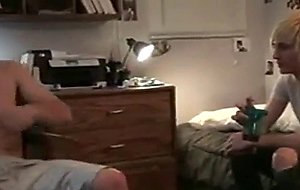 College boy sucks friends cock in dorm room