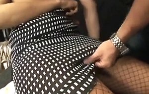 Busty blonde gets sucked by guy