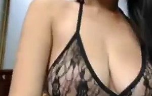 Busty asian babe stripping