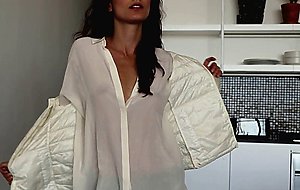 Petite Russian MILF model Sofi Ka solo jeans striptease and looking fine