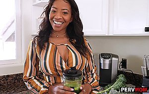 Black stepmom MILF September Reign healthy morning blowjob for her stepson