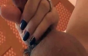 Aroused hottie edges to hold off then her cock explodes