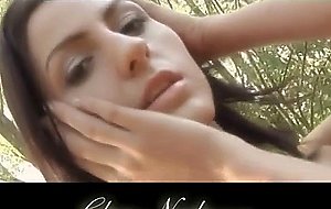 Slim teeny posing and striping out side