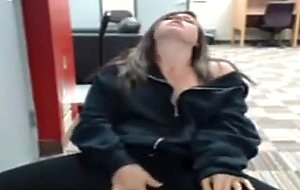 Hot young teen masturbates in school computer lab