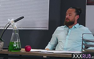 Teen scientist Freya Parker sucking professors dick before hard office sex