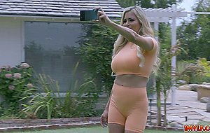 Lucky stud participates in Caitlin Bells pussy exercise video