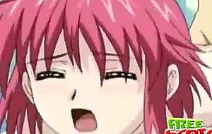 Green-eyed hentai nurse gets big jugs sucked and pussy