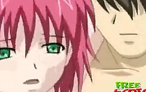 Green-eyed hentai nurse gets big jugs sucked and pussy
