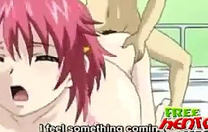 Green-eyed hentai nurse gets big jugs sucked and pussy