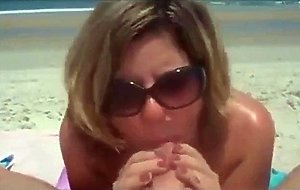 Cumshot on beach