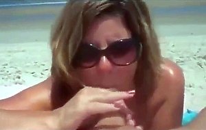 Cumshot on beach
