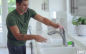 Stepmom Eve walks in on stepson Nathans room jerking off to a picture of her