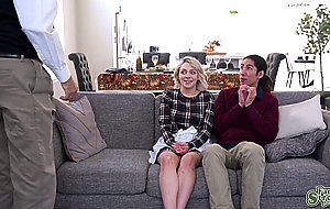 David eats Avas sweet teen pussy on thanksgiving dinner