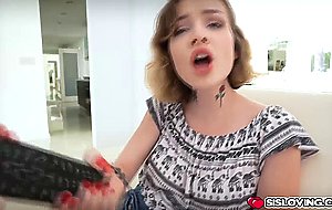 Stepbrother Alex Jett mocks his stepsister Aliya Brynn and calls her a virgin