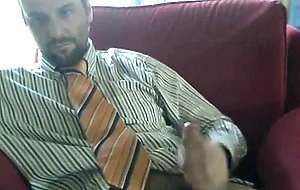 Suit daddy bear jerking off