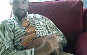 Suit daddy bear jerking off
