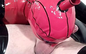Latex Rubber Crossdresser Sucks Cock