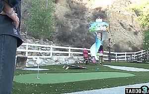 Petite ebony teen stepdaughter Sarah Banks taboo fucked on the carousel