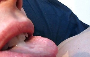 Swallowing a hot load of gooey cum