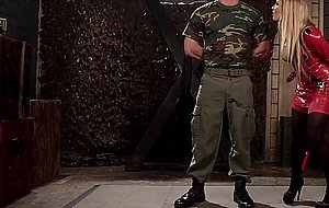 MILF dom in latex fuck military man