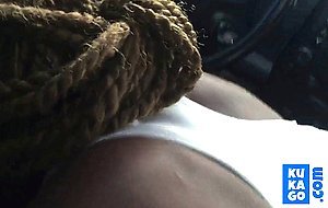 Black slut sucking dick in front seat of car