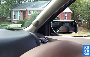 Black slut sucking dick in front seat of car