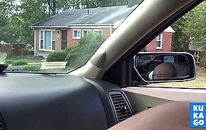 Black slut sucking dick in front seat of car