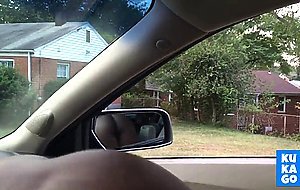 Black slut sucking dick in front seat of car