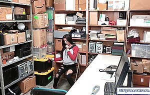 A teen latina strips naked then fucked by security officer