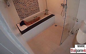 Petite amateur Thai teen Cherry fucked in the bath by a big white cock