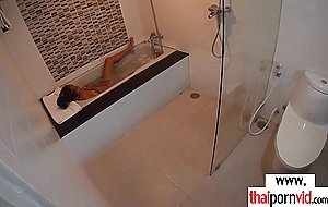 Petite amateur Thai teen Cherry fucked in the bath by a big white cock