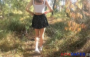 My stepbrother lured me into the forest. Fucked deep in the mouth.