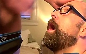 Bearded Guy Takes Two Loads to the Face from His Buddy