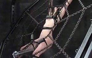 Bobbi Starr blindfolded fidgets and wriggles to stay above water